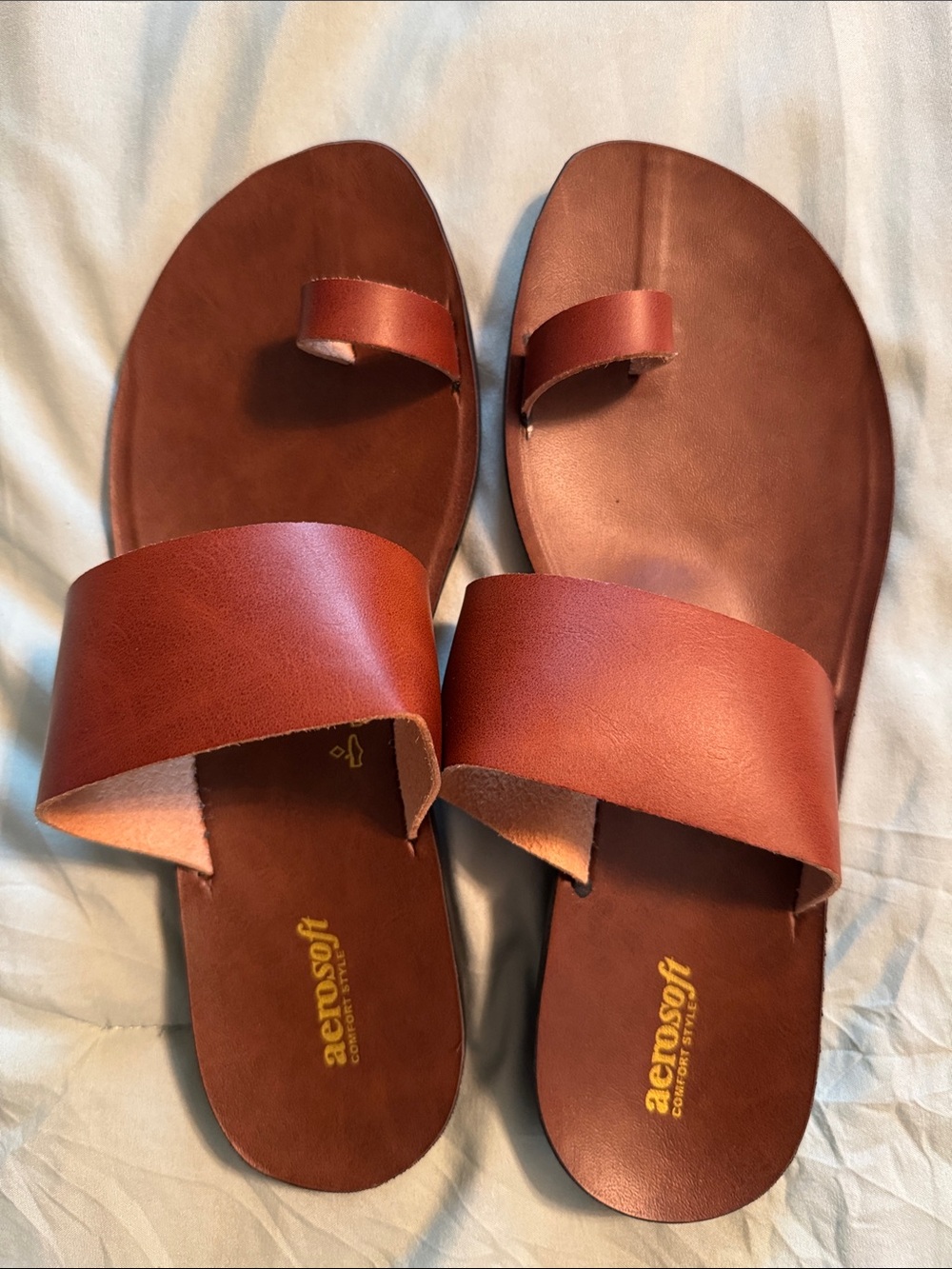 Aerosoles Women's Cognac Slide Sandals with Toe Loop